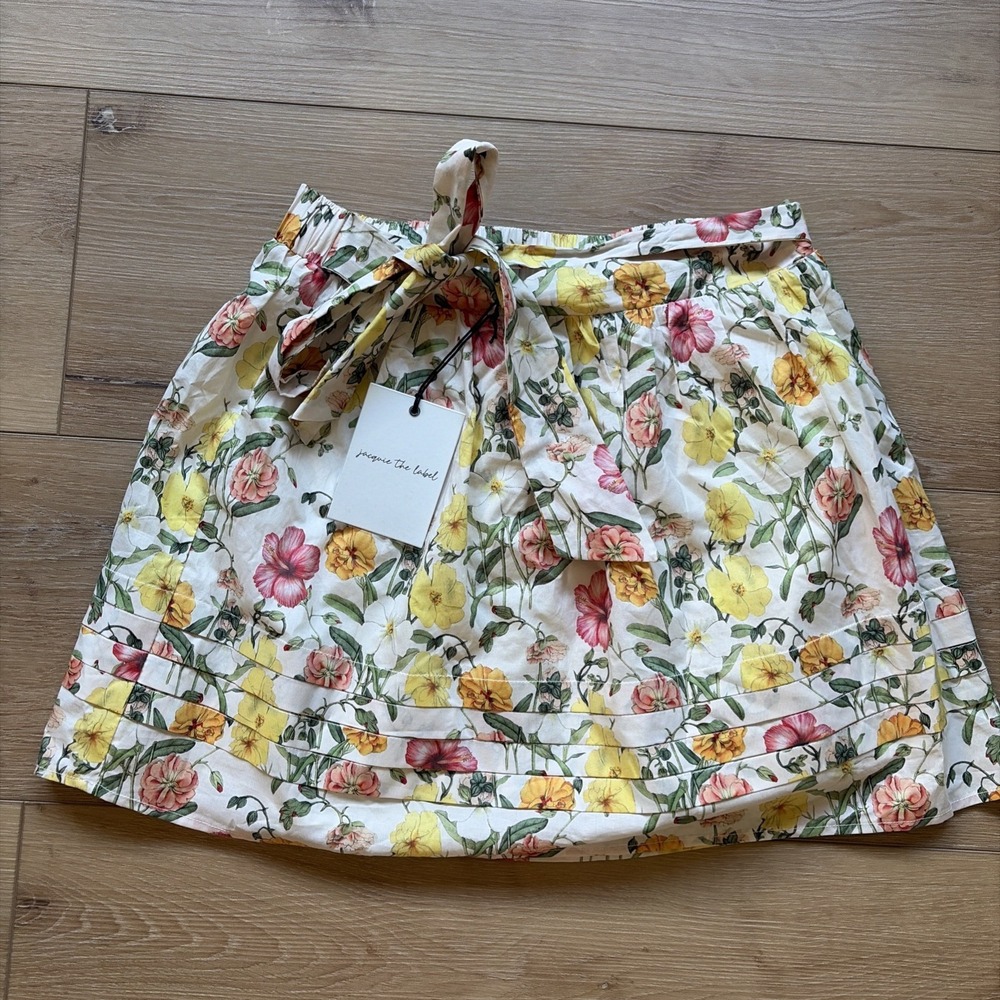 Jacquie the Label Women's Garden Floral Skirt Size Small Cotton Lined Cottage